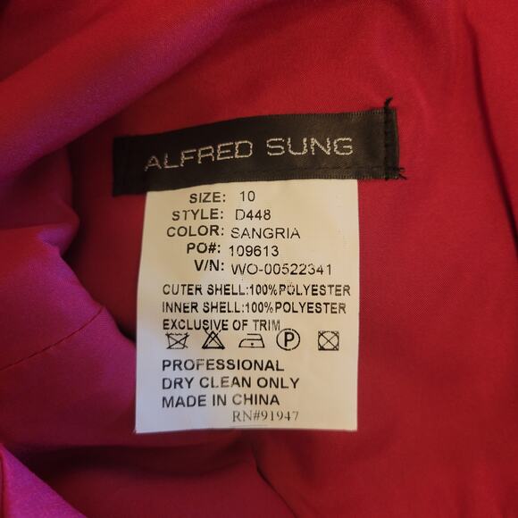 Alfred Sung D448 Sangria Pink Formal Bridesmaid Prom Midi Dress, 10 - Picture 8 of 8